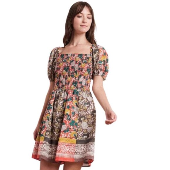 NWT Velvet by Graham & Spencer Taria Floral Smocked Puff Sleeve Mini Dress Small - Picture 1 of 13